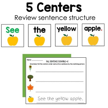 September Reading Centers for Kindergarten
