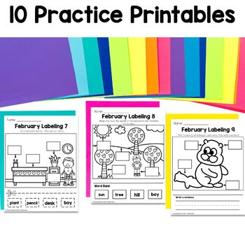 February Labeling Practice Pages