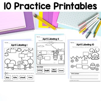 April Labeling Practice Pages