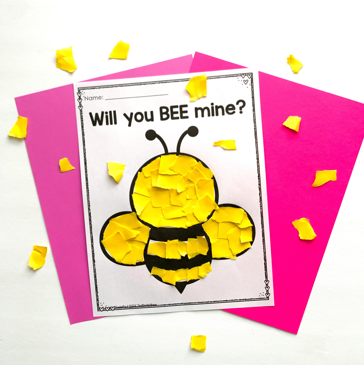 Bee Mine Tear Art Craft | Valentines Day Craft