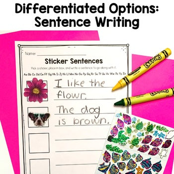 Sticker Story Center | No Prep | Labeling | Beginning Sounds | Writing