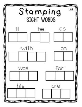 Stamping Sight Words | Fry's First 100 | Kindergarten