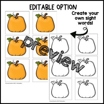 October Sensory Bin | Alphabet | Sight Word | CVC word center | Editable