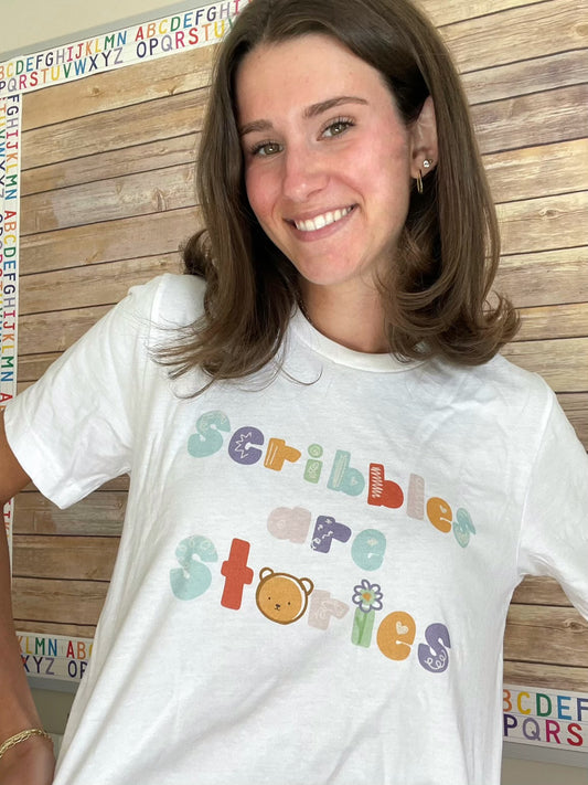 Scribbles are Stories Kindergarten PreK Teacher Tshirt