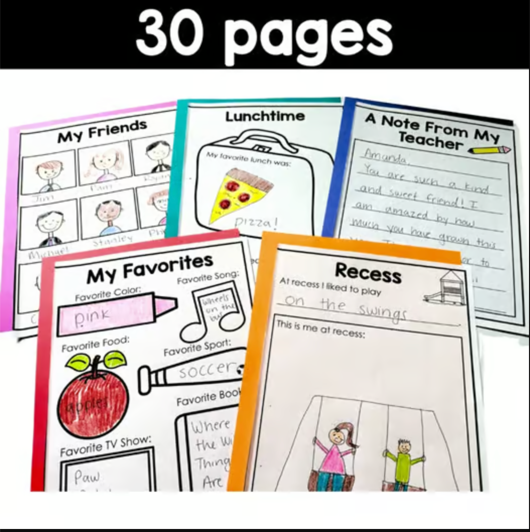 End of the Year Memory Book for Kindergarten, Pre K and Preschool