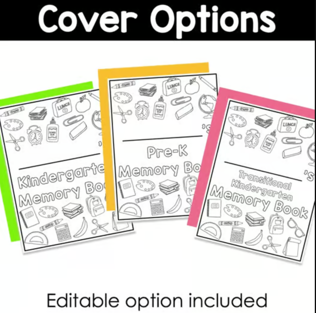 End of the Year Memory Book for Kindergarten, Pre K and Preschool