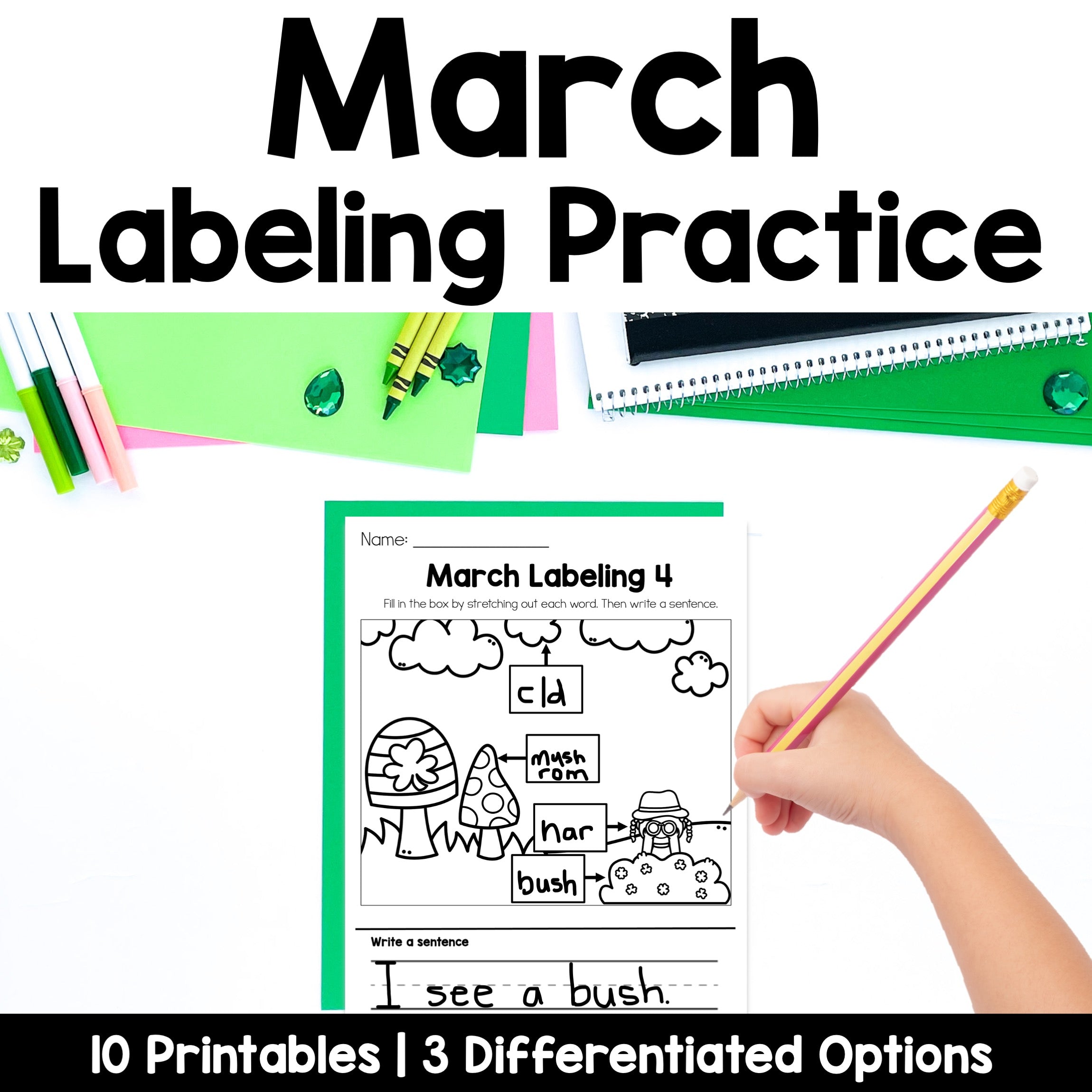 March Labeling Practice Pages