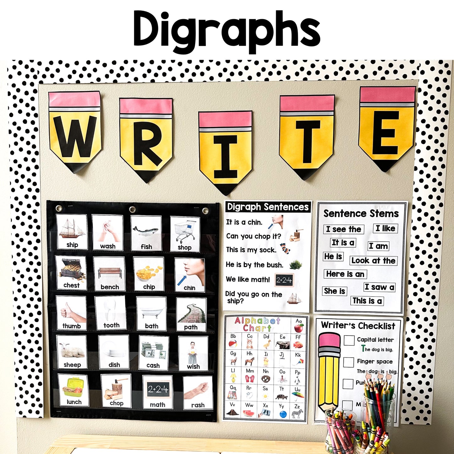 Digraphs Writing Center | Real Pictures | Science of Reading
