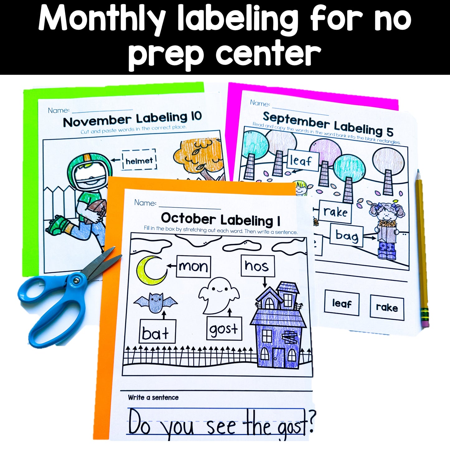 Monthly Labeling Practice Pages Bundle