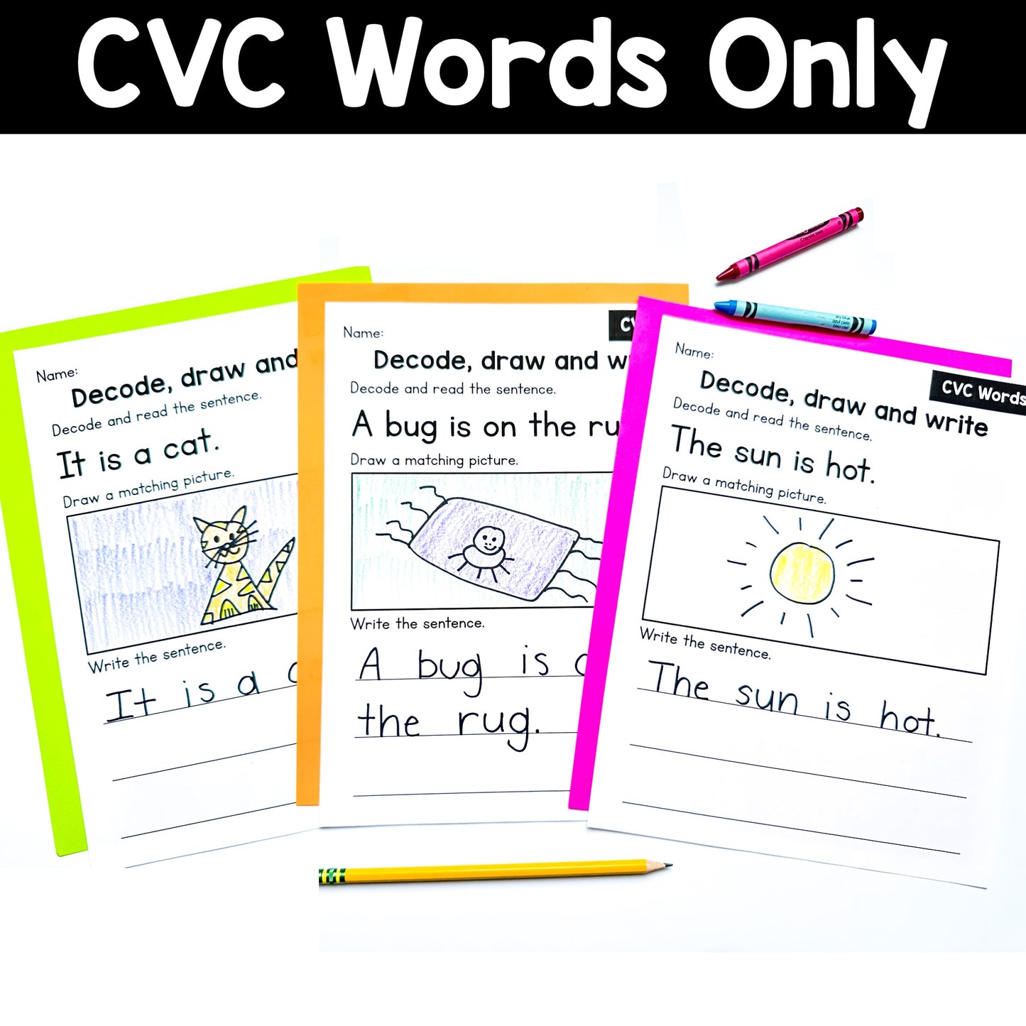 Decode Draw Write CVC Words Center | No Prep