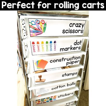 Art Supplies Rolling Cart Labels Real Pictures
