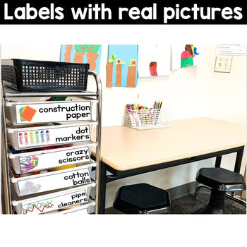 Art Supplies Rolling Cart Labels Real Pictures