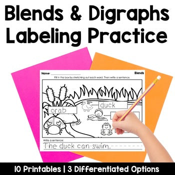 Blends and Digraphs Labeling Practice Pages | Phonics