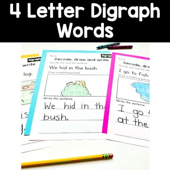 Decode Draw Write Digraphs Words Center | No Prep
