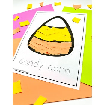 Candy Corn Tear Art Craft | Halloween