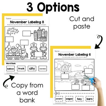November Labeling Practice Pages