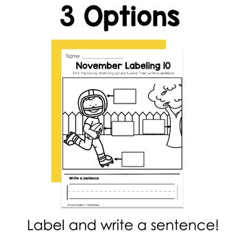 November Labeling Practice Pages