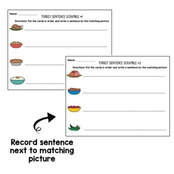 November Sentence Scramble | Centers | Kindergarten