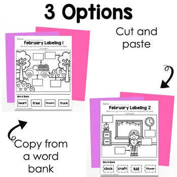February Labeling Practice Pages