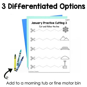 January Cutting Pages | Fine Motor Tubs | Morning Work