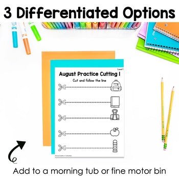August Cutting Pages | Fine Motor Tubs | Morning Work