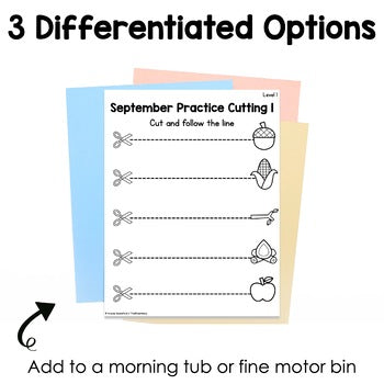 September Cutting Pages | Fine Motor Tubs | Morning Work