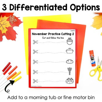 November Cutting Pages | Fine Motor Tubs | Morning Work