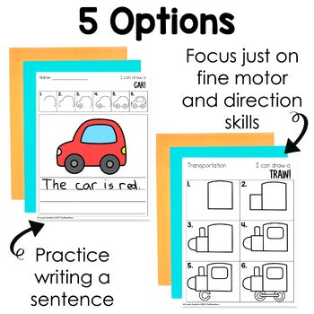 Transportation Directed Drawings | Car | Bus | Train