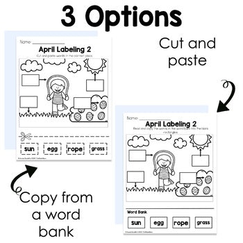 April Labeling Practice Pages