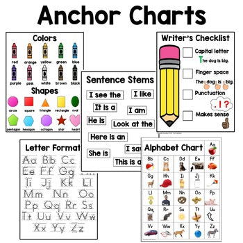 Kindergarten Writing Folder | Anchor Charts | Labels