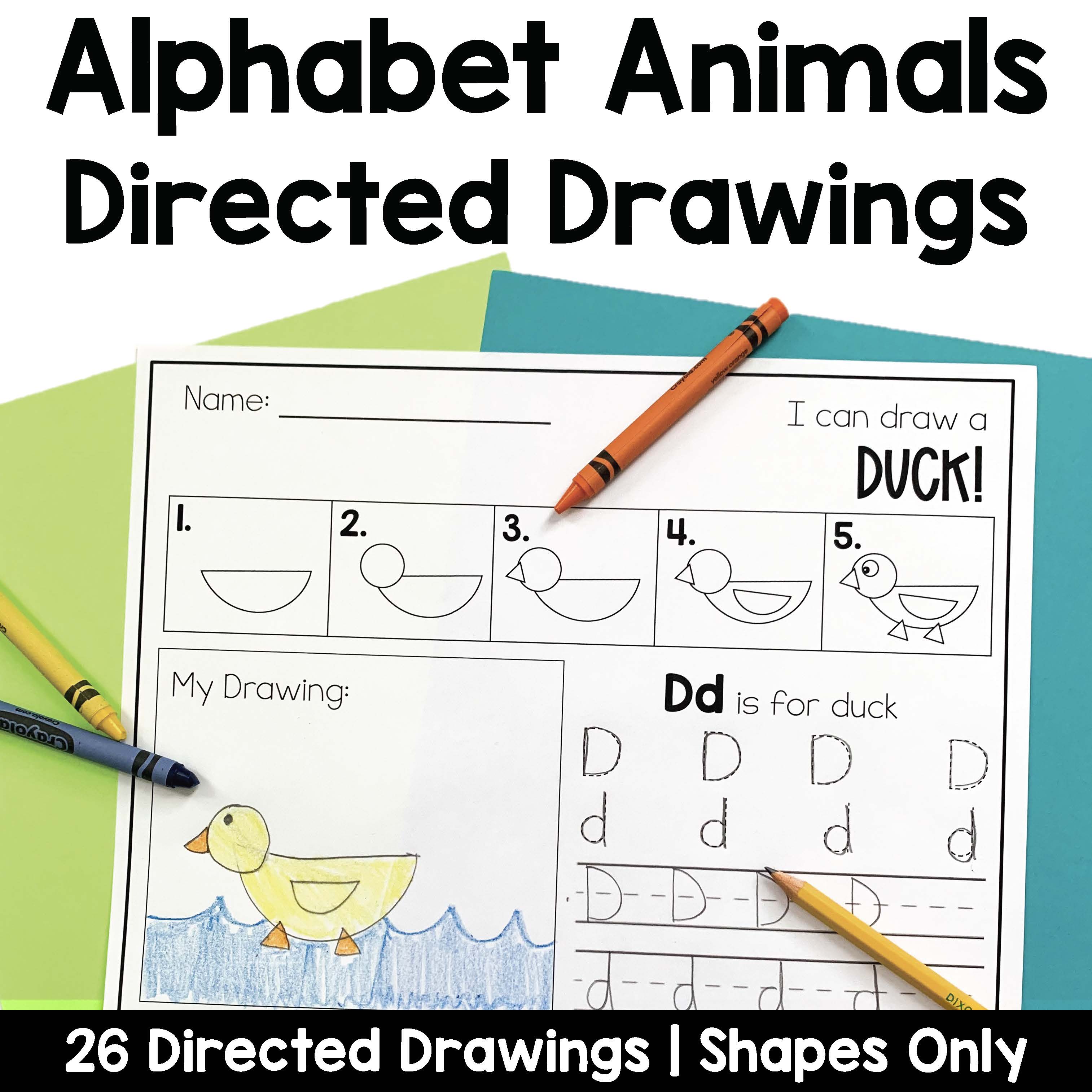 Alphabet Directed Drawings with Shapes