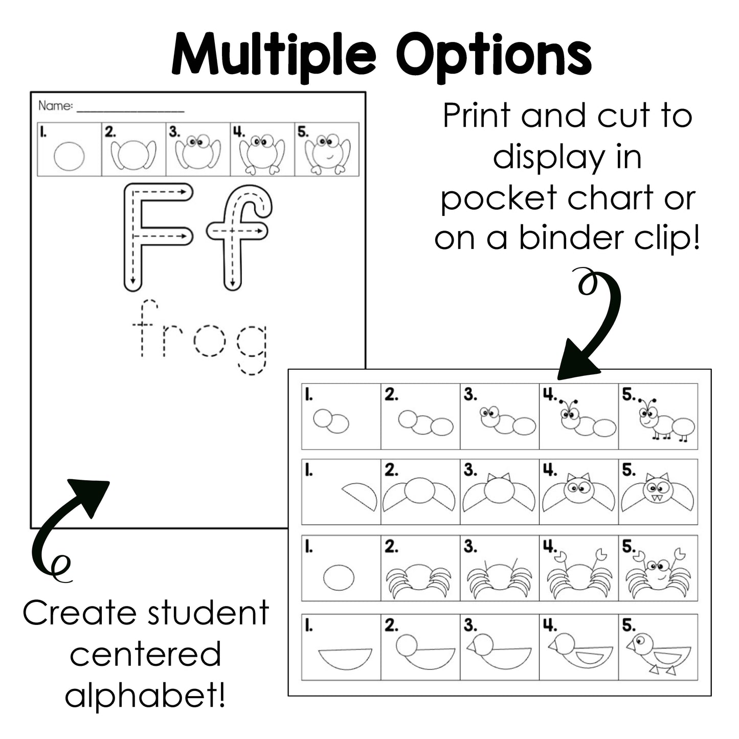 Alphabet Directed Drawings with Shapes