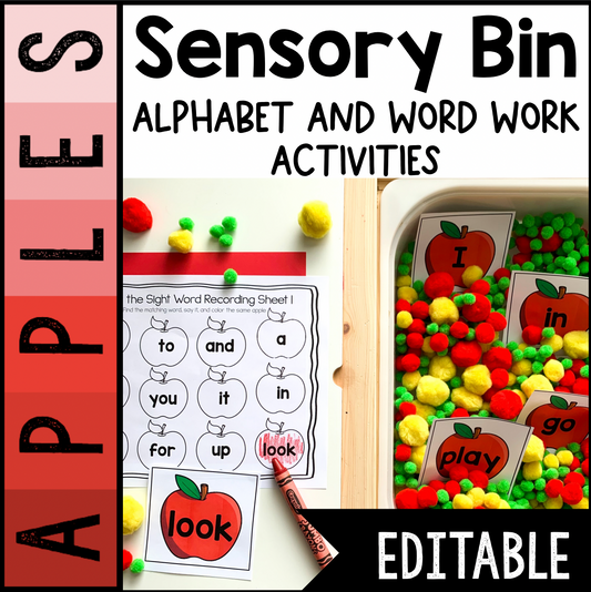 August Sensory Bin | Alphabet and Sight Words Center | Editable