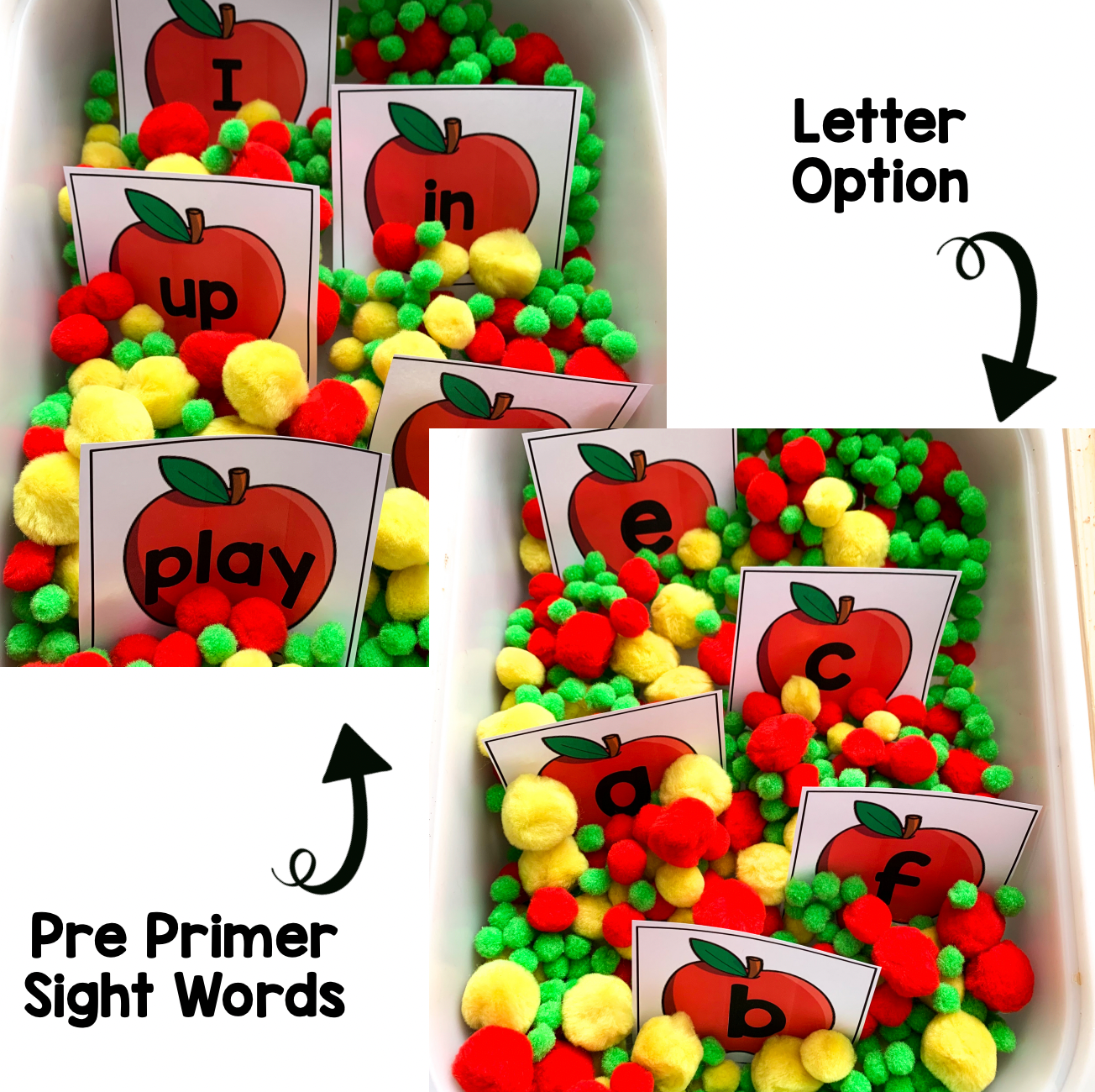 August Sensory Bin | Alphabet and Sight Words Center | Editable