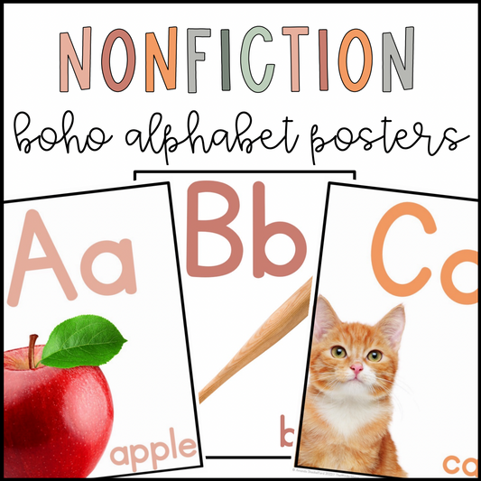 Boho Nonfiction Alphabet Poster with Real Pictures | Orton Gillingham