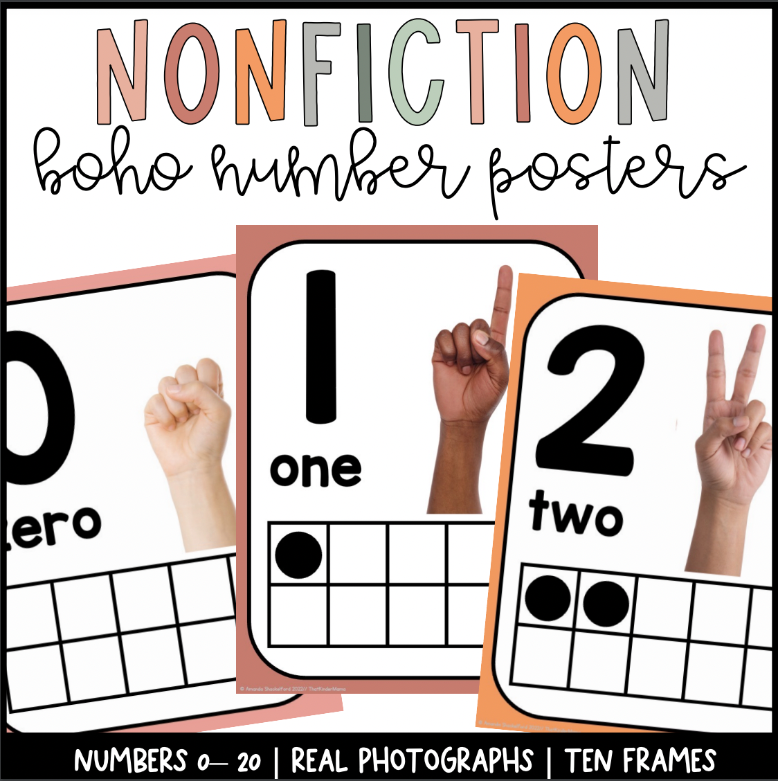 Boho Nonfiction Number Posters | Real Photographs | ASL