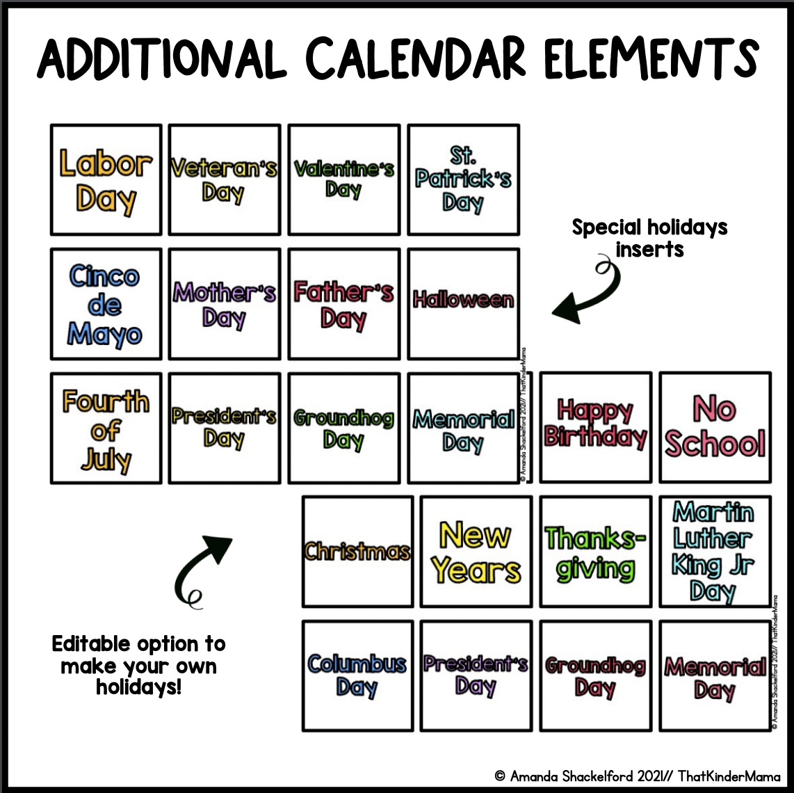 Bright Rainbow Calendar | Editable | Colorful Classroom Decor