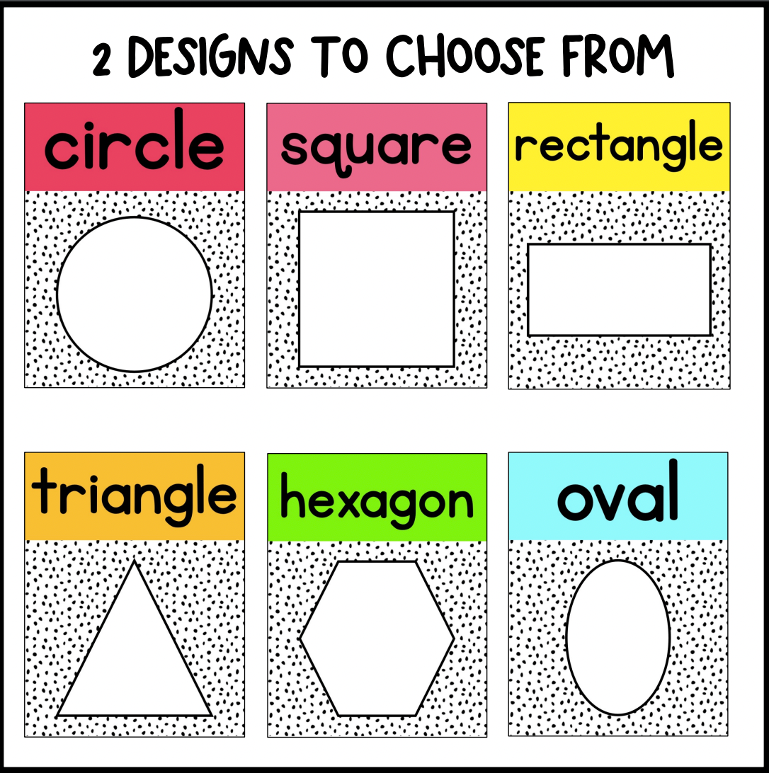 Bright Rainbow 2D Shape Posters | Dalmatian Print | Colorful Classroom Decor