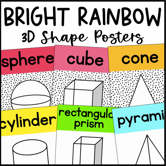 Bright Rainbow 3D Shape Posters | Dalmatian Print