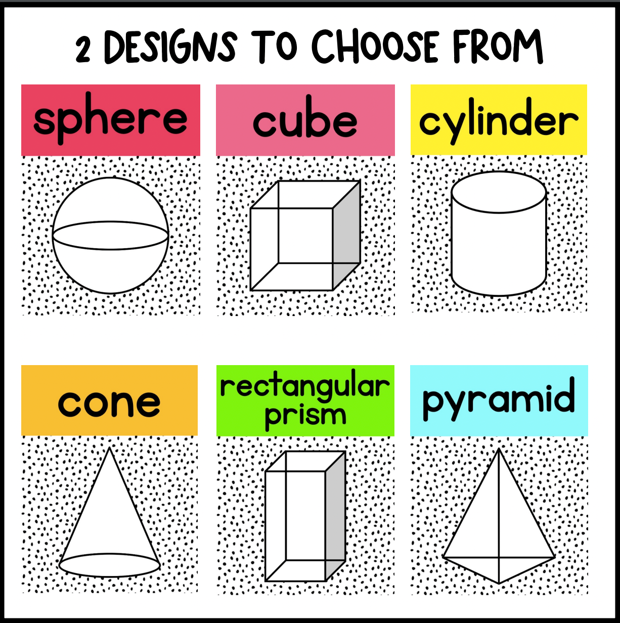 Bright Rainbow 3D Shape Posters | Dalmatian Print