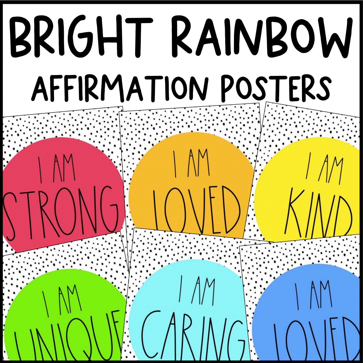Bright Rainbow Affirmation Posters | Editable | Neutral Decor | Dalmatian Print