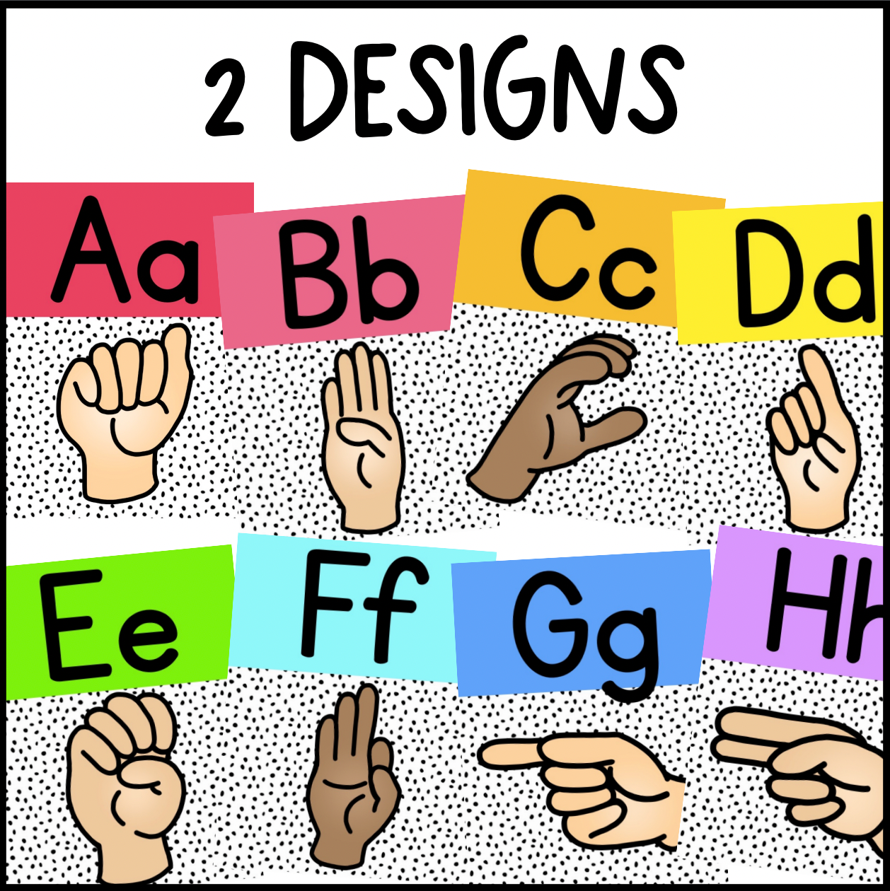 Bright Rainbow ASL Alphabet Poster | Dalmatian Print | Editable