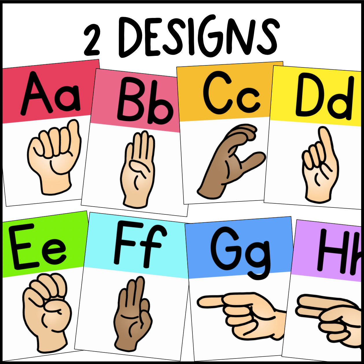 Bright Rainbow ASL Alphabet Poster | Dalmatian Print | Editable