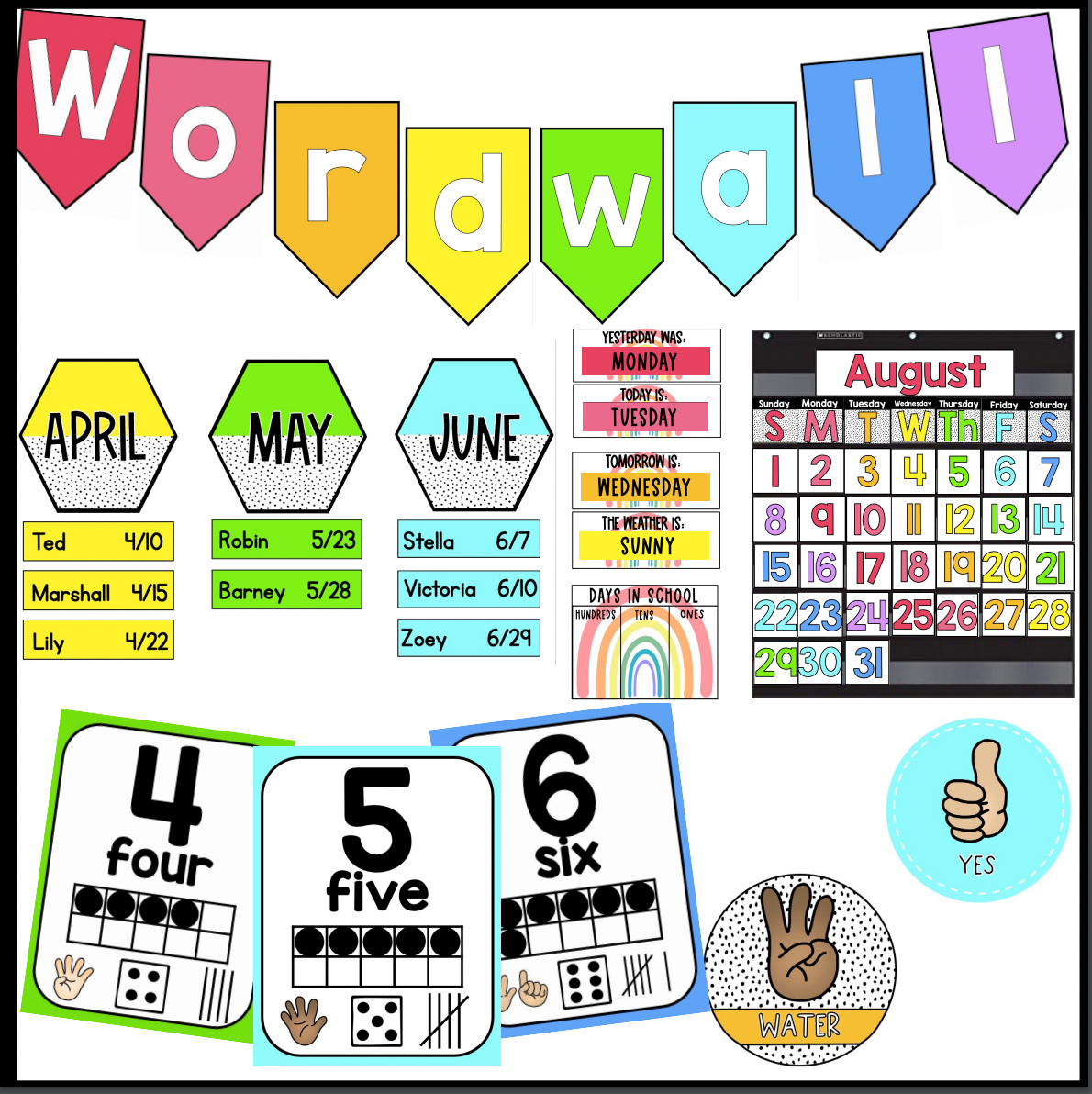 Bright Rainbow Classroom Decor Bundle