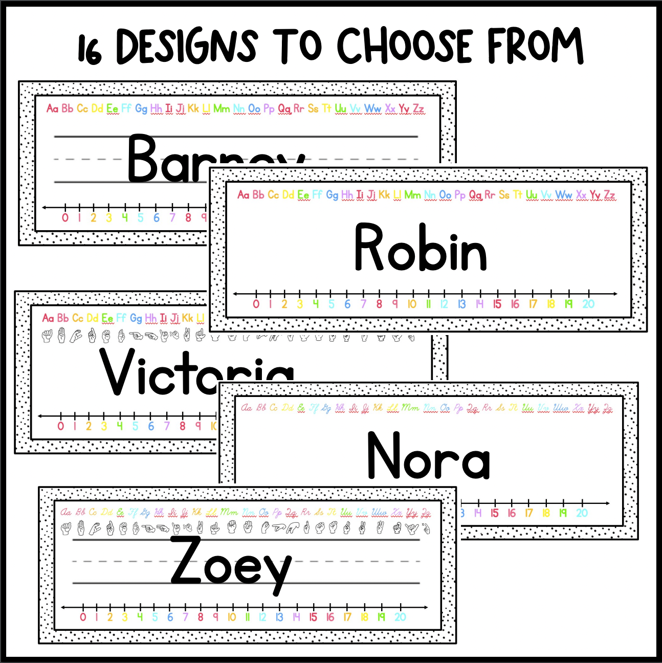 Bright Rainbow Name Plates | Editable | Dalmatian | Name Tags | ASL