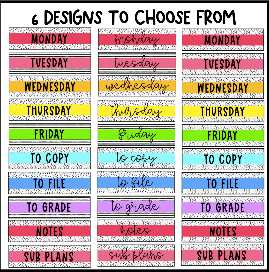 Bright Rainbow Rolling Cart Labels | Editable | Dalmatian