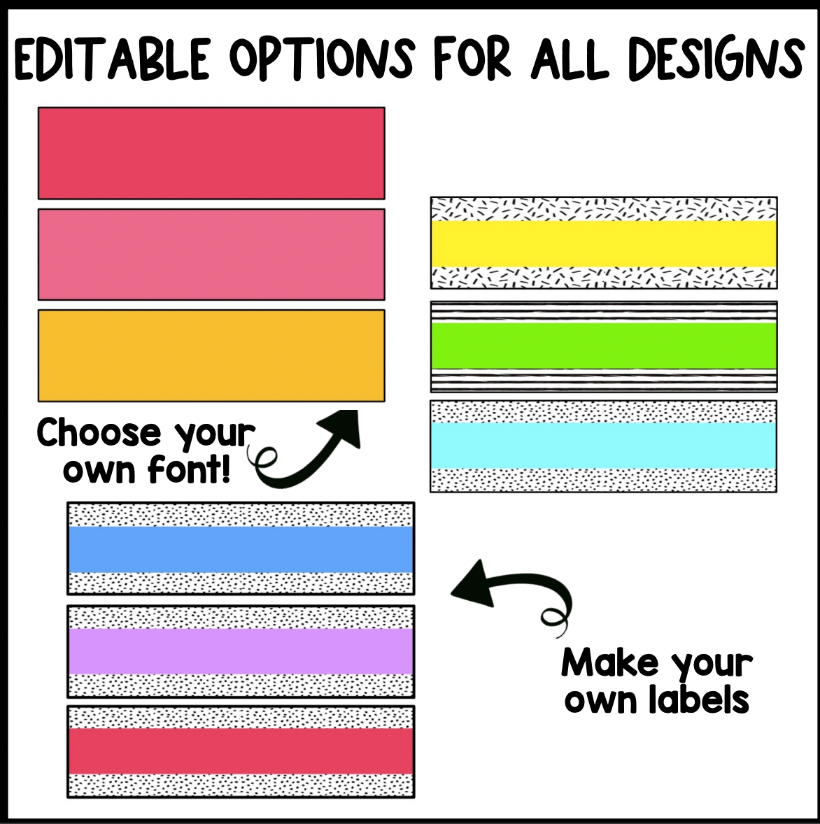 Bright Rainbow Rolling Cart Labels | Editable | Dalmatian