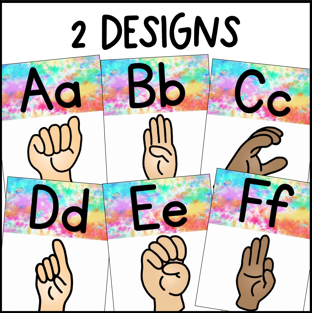 Bright Tie Dye ASL Alphabet Poster |