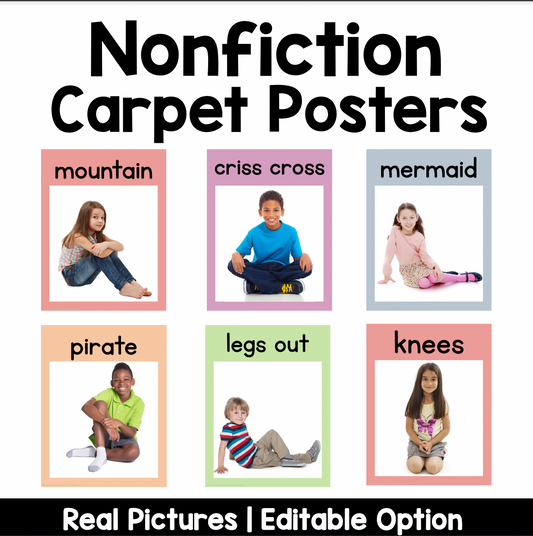 Carpet Posters | Nonfiction | Editable | Pastel Rainbow