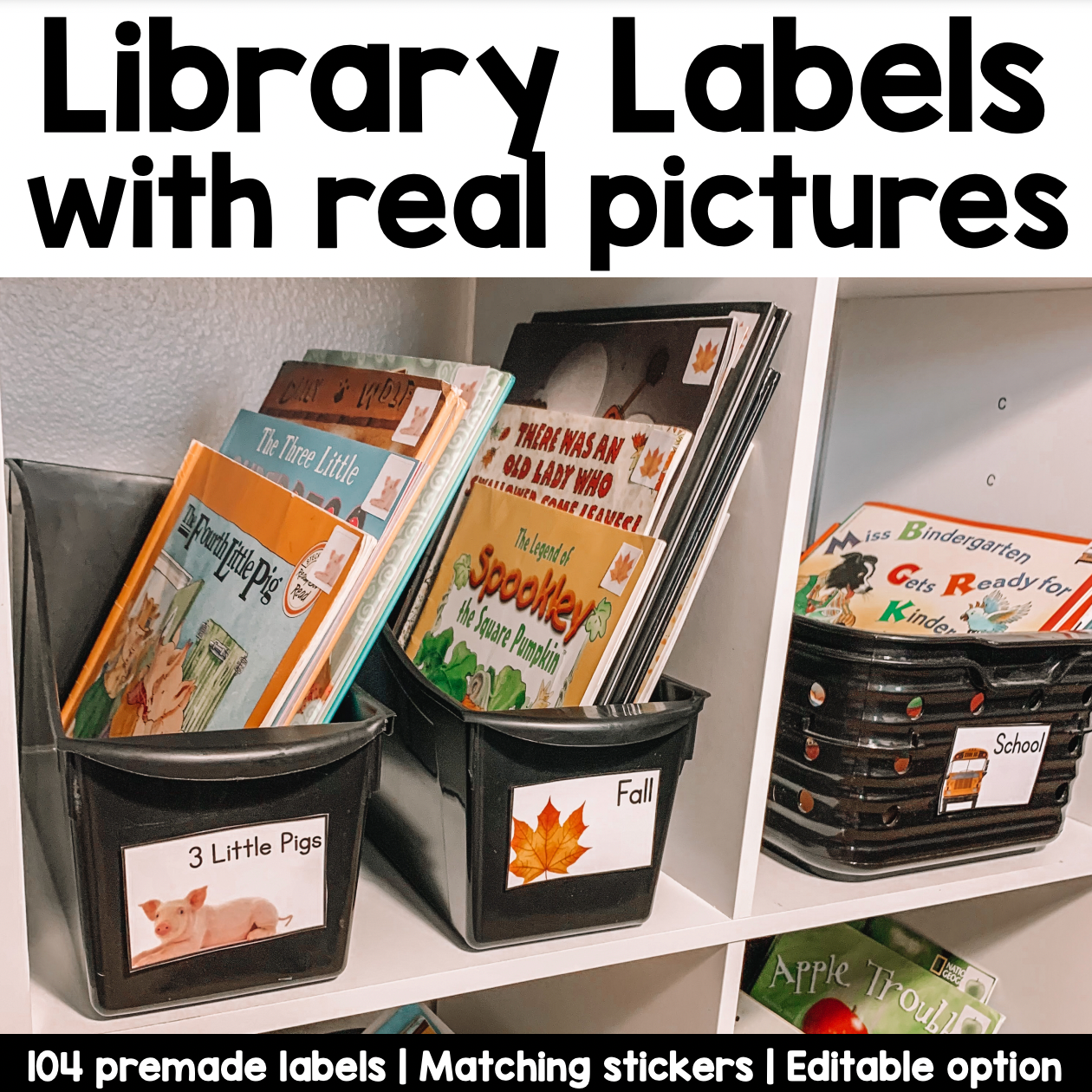 Classroom Library Labels with Real Nonfiction Pictures | Classroom Organization